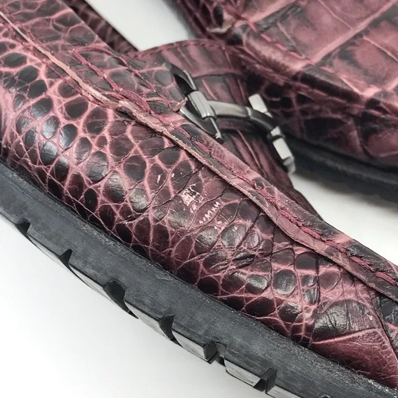 FERRAGAMO PURPLE BLACK CROC LEATHER LOAFER - Picture 8 of 8
